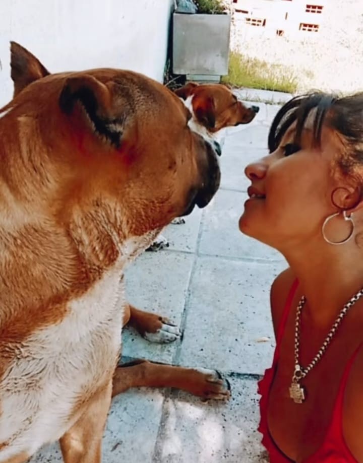 Sofia Ferrario with a pet
